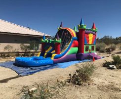 Castle dual lane slide bounce house combo